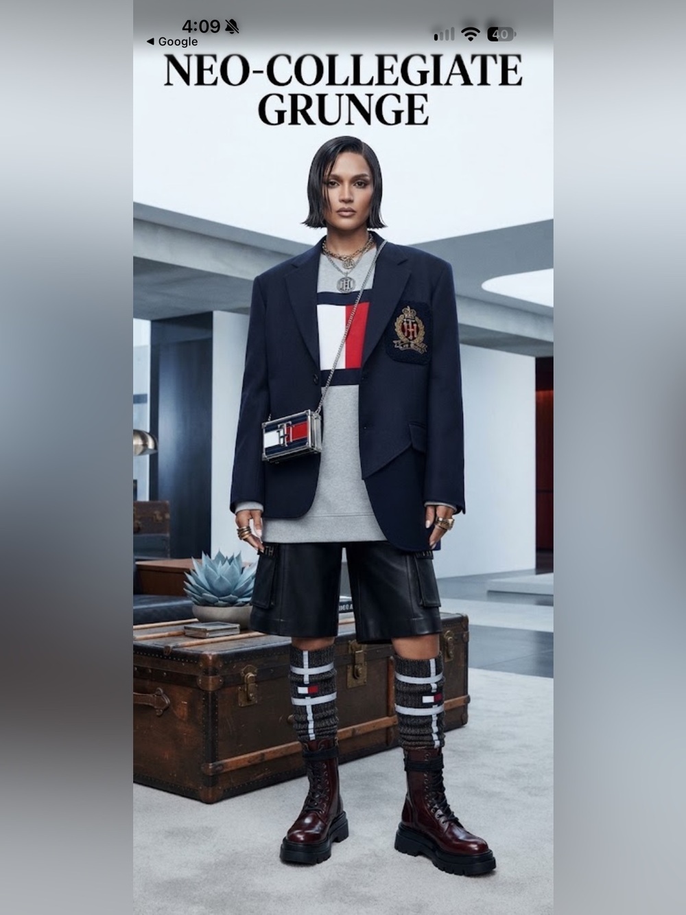 Tommy Hilfiger Long Sleeve Sweatshirt Mini Dress  Flag Logo M Preppy Grey